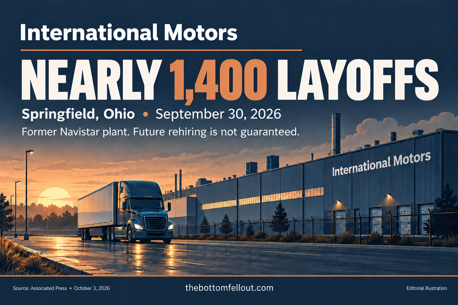 Illustrative graphic for: Nearly 1,400 workers laid off at Springfield truck plant