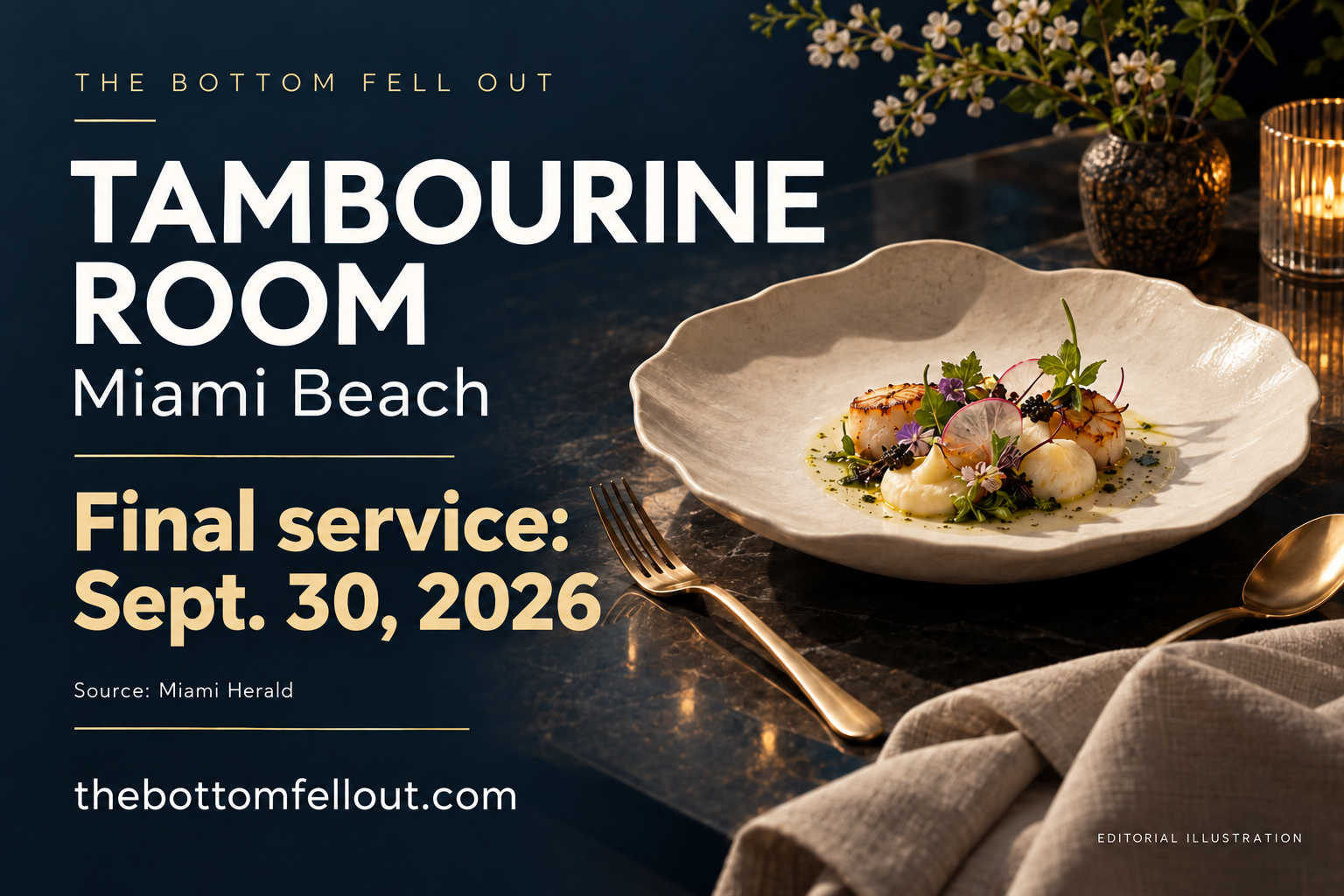 Illustrative graphic for: Tambourine Room ends service at its Miami Beach resort location