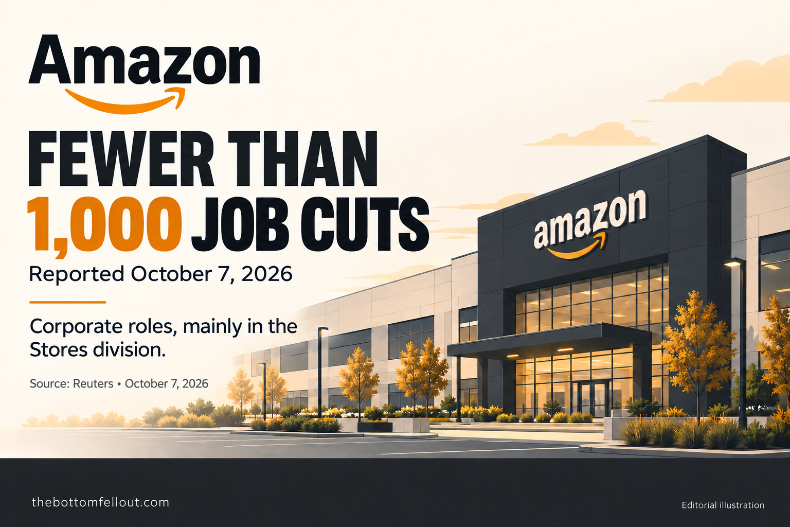 Illustrative graphic for: Amazon cuts corporate jobs, mainly in its Stores division