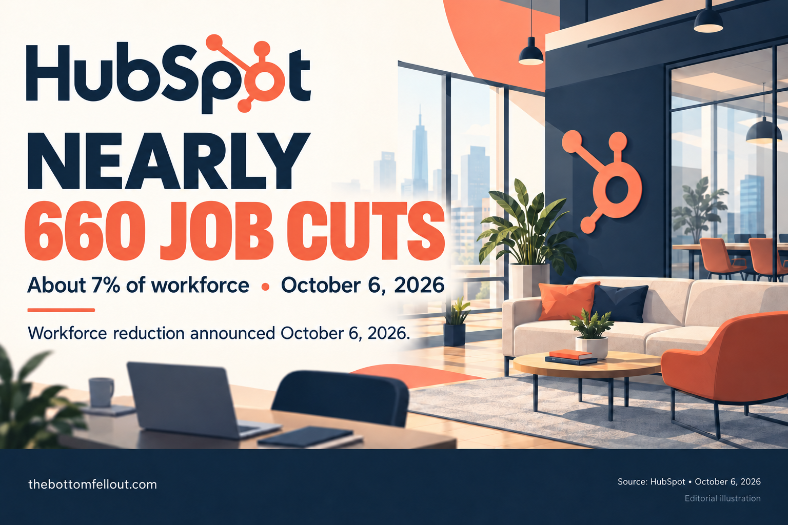 Illustrative graphic for: HubSpot announces nearly 660 departures and says AI efficiencies are not the cause