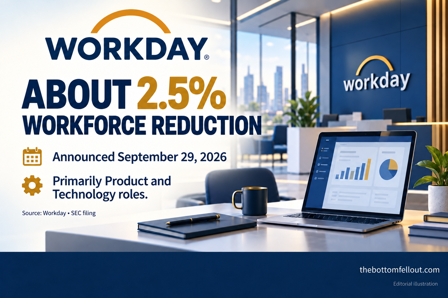 Illustrative graphic for: Workday plans a workforce reduction of about 2.5%