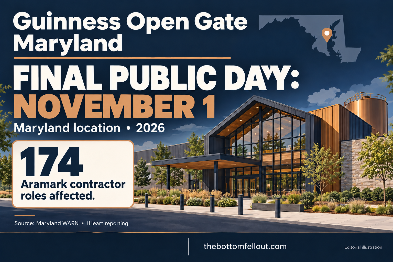 Illustrative graphic for: Guinness Open Gate Maryland plans its final public day; 174 contractor jobs affected