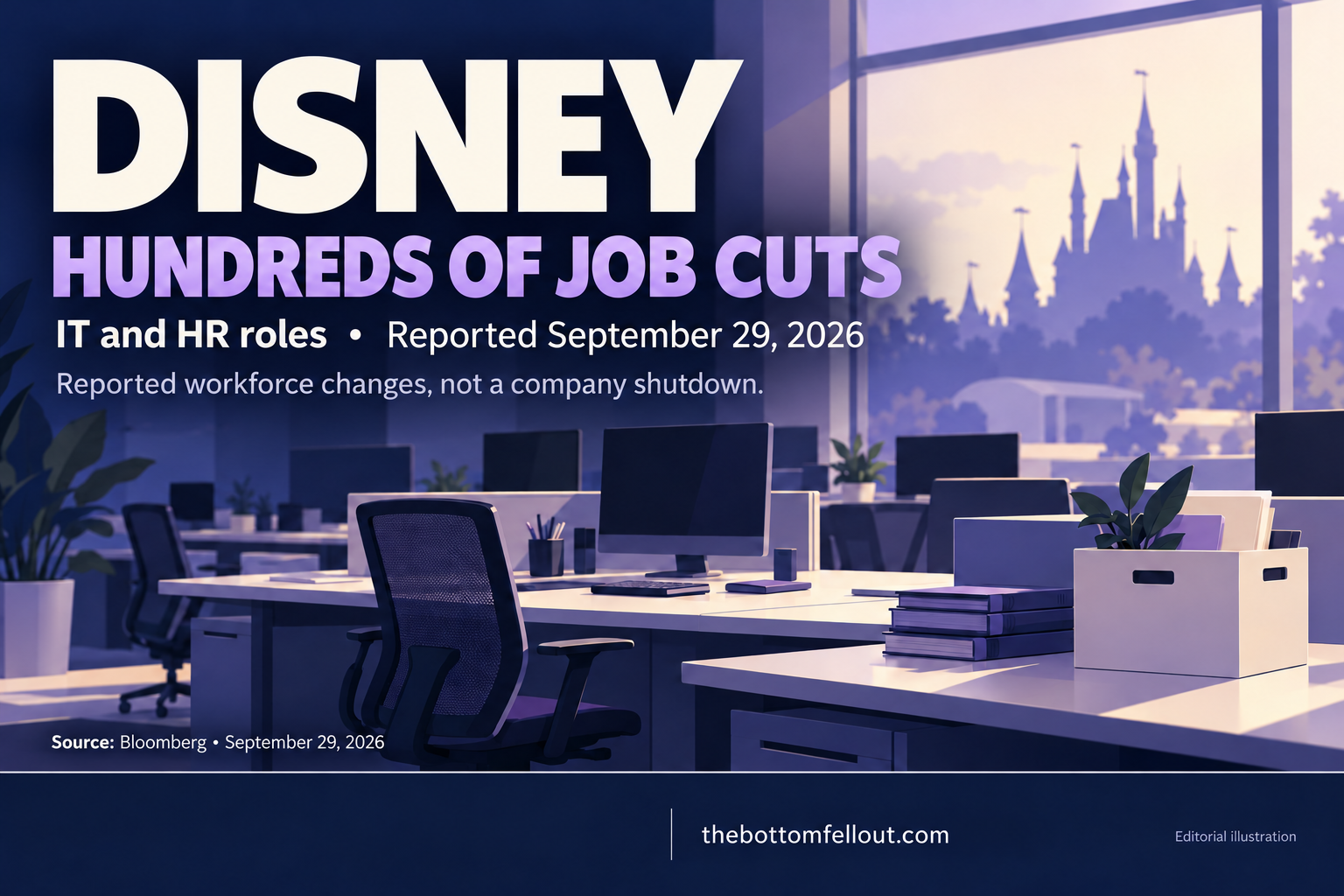 Illustrative graphic for: Disney reportedly cuts hundreds of IT and HR roles