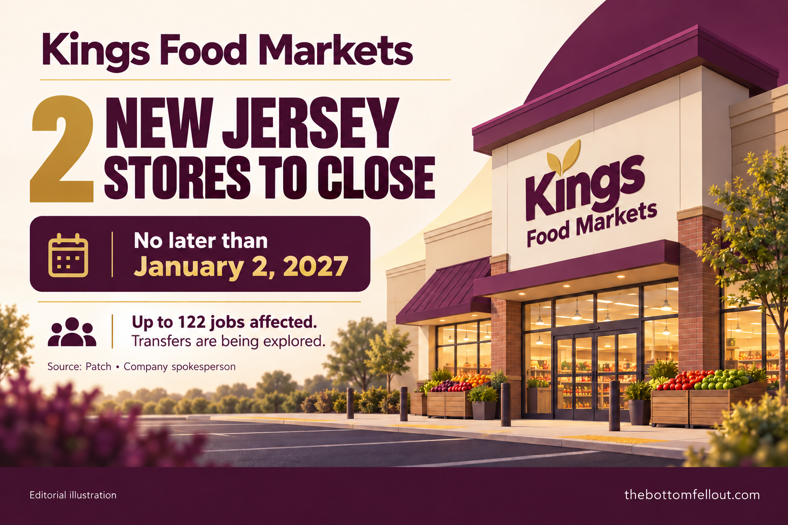 Illustrative graphic for: Two Kings Food Markets stores set to close in New Jersey